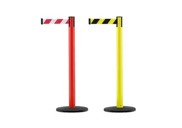 Mobilný zahradzovací stĺpik Utility s podstavcom Basic ABS – samonavíjacie pásmo 2,3 | 3,65m, farba standard podľa vzorkovníka